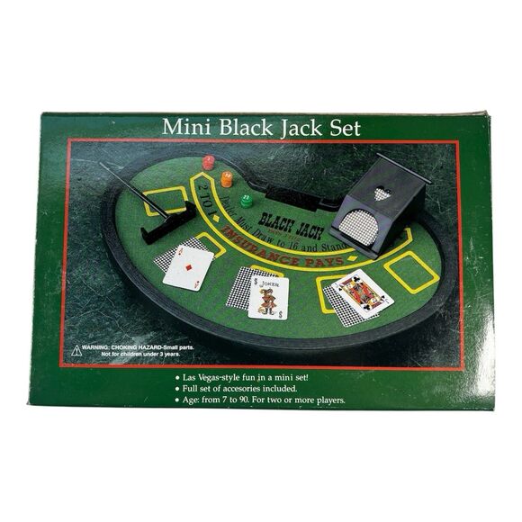 Mini Black Jack Set Casino Card Game Travel Board Game Poker Chips Complete - Picture 2 of 10